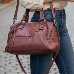 Casual Brownish/Reddish Leather Satchel